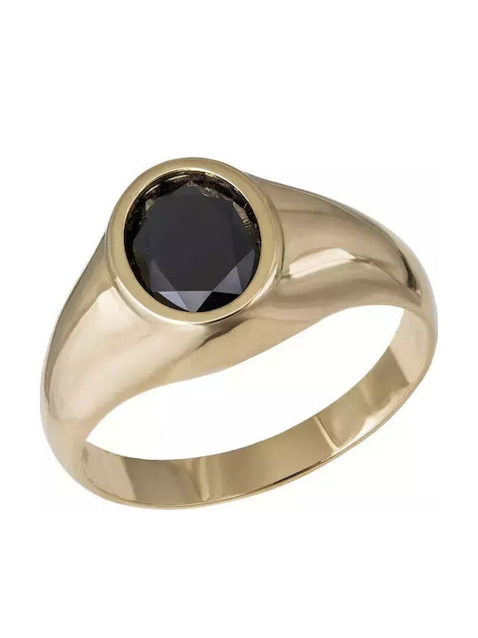 Herren Ring mit Zirkonia aus Gold 9K