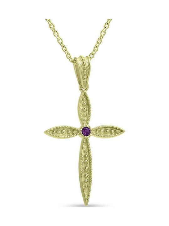 Fa Cad'oro Women's Byzantine Cross from Gold Plated Silver with Chain