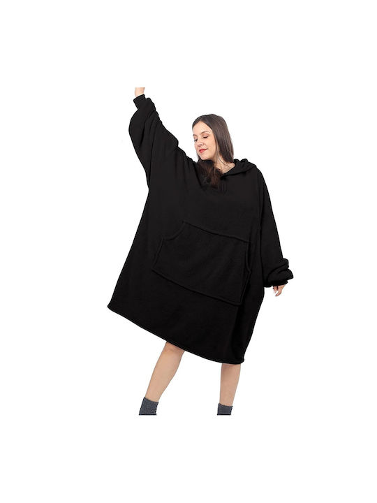 Pătură Polar Fleece Cu Mâneci 79x118cm Negru