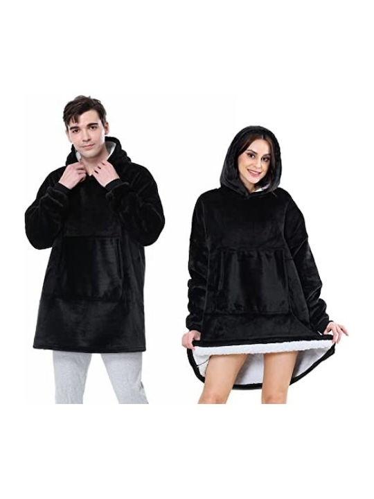 Fleece-Decke mit Ärmeln 90x75cm Schwarz