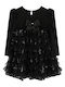 Mädchenkleid Langärmelig Tüll Schwarz