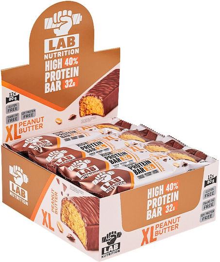 Lab Nutrition HIgh Protein Bar Μπάρες με 36% Πρωτεΐνη & Γεύση Φυστικοβούτυρο 12x80gr