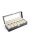 Storage Box Watches 6 Compartments Soft Detachable Cushions Made Eco-leather Black Cream