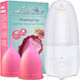 Set Sterilizator Cupe Menstruale + 2 Cupe Menstruale Reutilizabile 25ml 30ml Linovit Dispozitiv Curățare cu Aburi Compatibil cu Majoritatea Cupelor Menstruale 100% Silicon Medical
