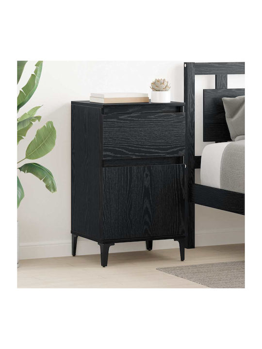 Wooden Bedside Tables with Metal Legs Black Oak...