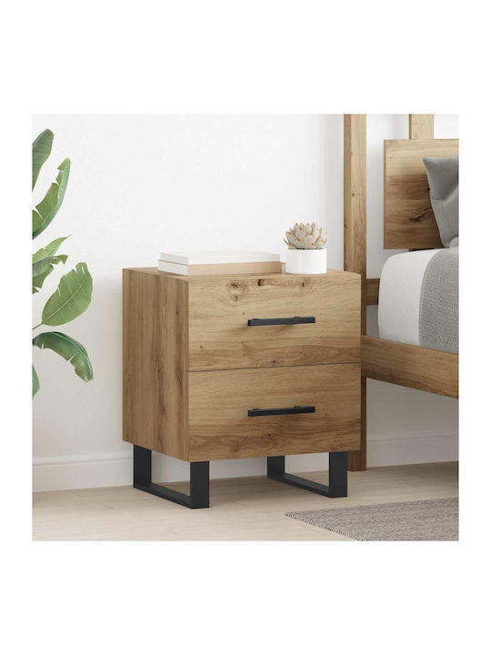 Wooden Brown Oak Bedside Table 40x35x47.5cm