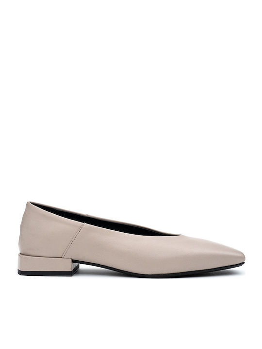 Leder Pumps mit flachem Absatz Weiß