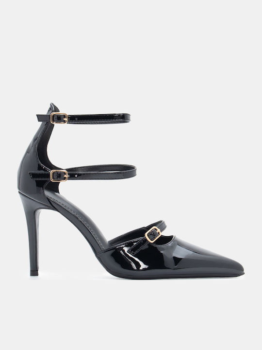 Luigi Pumps mit Riemchen Schwarz