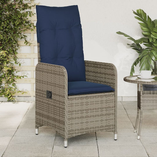 Outdoor Chair Rattan Gray with Cushion 2pcs 36x56x89cm