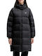 Μακρύ Γυναικείο Puffer Μπουφάν για Χειμώνα Black