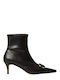 Leather Women's Ankle Boots with Medium Heel Black