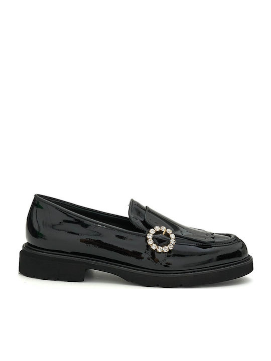 Patent Leather Women's Loafers in Black Color