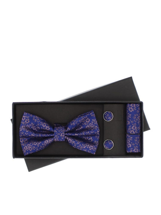 3-piece Set Bow Tie Cufflinks Pocket Square Men Buticcochet Electric Blue Setp289