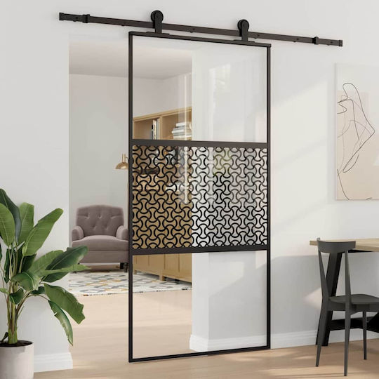 Vidaxl Ușă Glisantă Neagră 102.5 X 205 Cm Sticlă Temperată Aluminiu