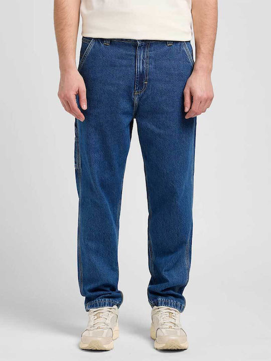 Pantalon De Blugi Pentru Bărbați Carpenter Cu Fit Relaxed Tapered Culoare Albastră