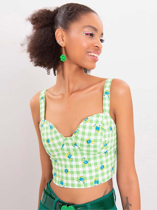 Bluze Damă Crop Bumbac Verde