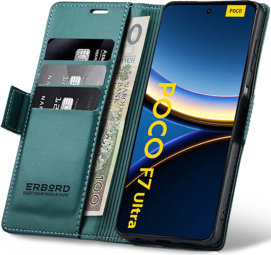 Erbord Wallet Synthetisches Leder Kunststoff Grün (Poco F7 Ultra)