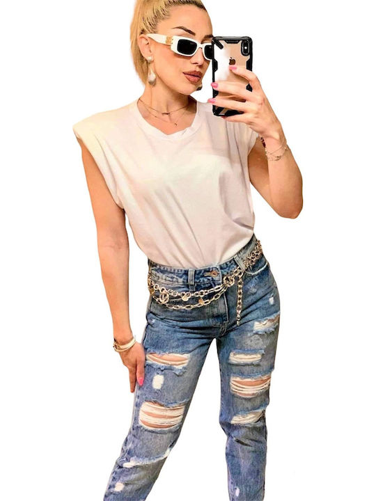 Women's Blouse Sleeveless White
