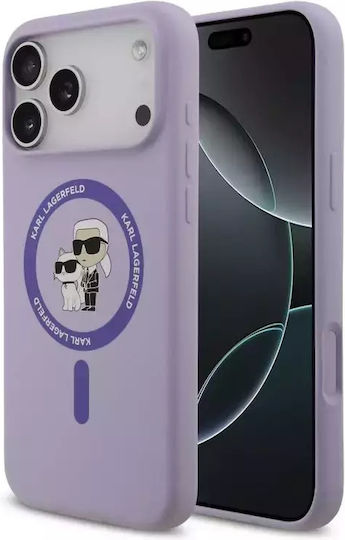Karl Lagerfeld Liquid Umschlag Rückseite Silikon Lila (iPhone 17 Pro Max)