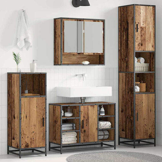vidaXL Holz Badezimmerschrank B35xT37.5xH188.5cm Braun