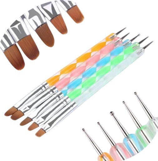 Nail Dotting Tool & Πινελου Gel Σετ 5 Τεμ