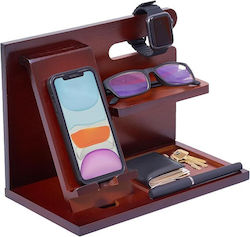 Wooden Desk Organizer Officeworld Bamboo Shelf Desk Nightstand Pen Holder Phone Holder Small Accessories Shelf 26 X 15 X 19 Cm Brown