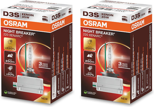 Package 2 X Xenon Bulbs D3S Osram Night Breaker Xenarc 220%