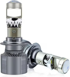 Set 2 Becuri Led H7 Lentilă Ventilator Răcire 220W 12V Tensiune Dimensiuni 89 X 33 Mm Argintiu