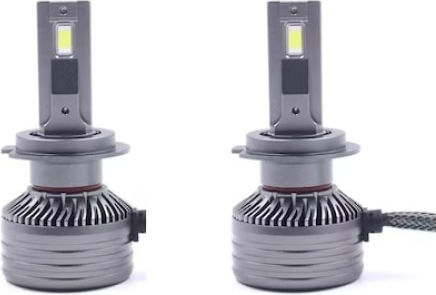 Set 2 Lămpi Auto Led H7 F9a 150w Canbus 21000lm Fără Eroare 6000k Fără Interferențe Radio Ventilator De Răcire Argintiu
