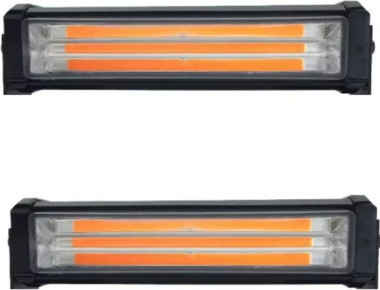 Set 2 Lămpi de Avertizare Galbene 3 Led Foxmag24 Led 12-24v 36w Lămpi Stroboscopice 9 Funcții Montare pe Grilă și Plafon
