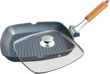 Grătar Din Aluminiu Cu Capac Cu Acoperire Antiaderentă 28cm