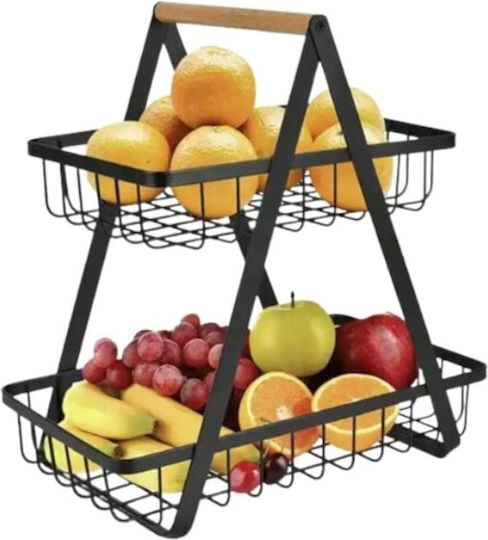Fruitieră Metalic 2 nivele Negru