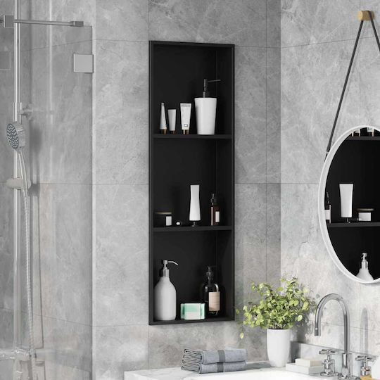 vidaXL Επιτοίχια Ραφιέρα Μπάνιου Μεταλλική 30x9.5x90cm Μαύρη