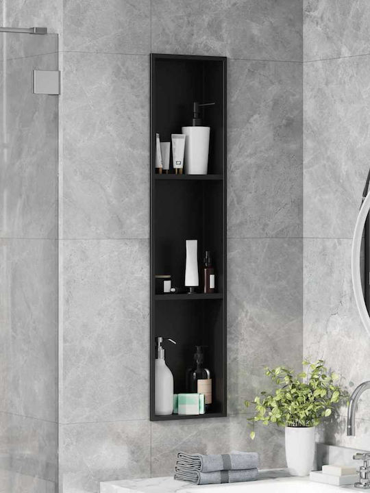 vidaXL Επιτοίχια Ραφιέρα Μπάνιου Μεταλλική 90x9.5x20cm Μαύρη