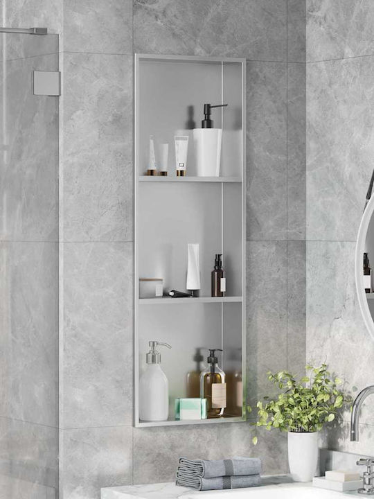 vidaXL Επιτοίχια Ραφιέρα Μπάνιου Μεταλλική 30x9.5x90cm Ασημί