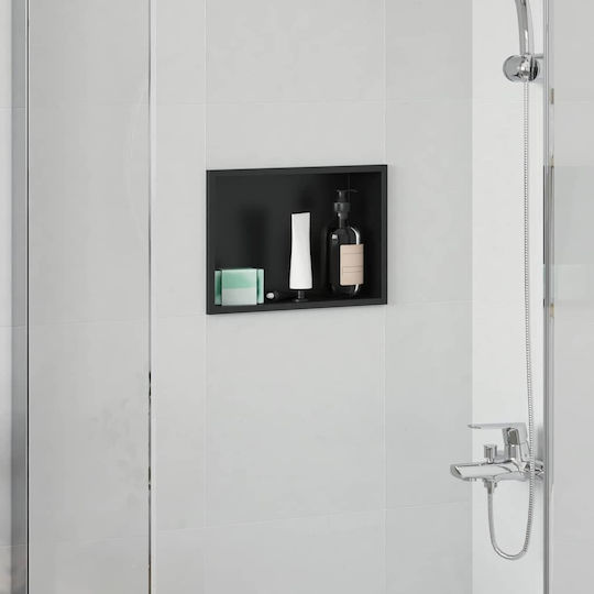 vidaXL Wall Mounted Bathroom Shelf Metallic 30x9.5x20cm Black