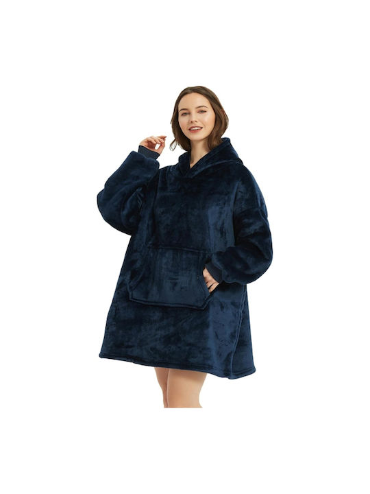 Fleece-Decke mit Ärmeln 80x90cm Blau