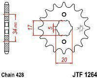 JT Sprockets Γρανάζι Μπροστά 15 Δοντιών για Honda CBR 125 JT Sprockets Γρανάζι Μπροστά 15 Δοντιών για Honda CBR 125