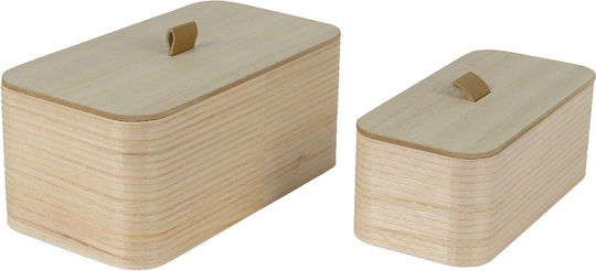 Kaemingk Wooden Storage Box with Lid 2 Pieces