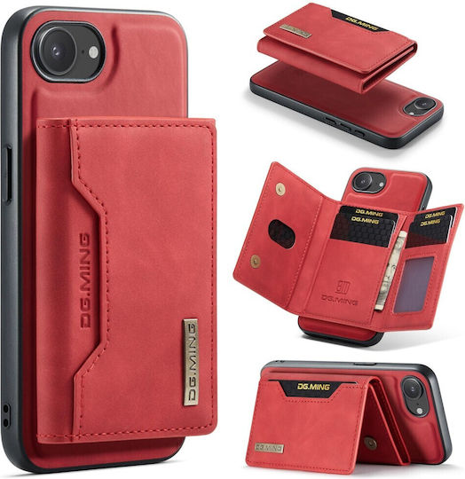 DG.MING Wallet Δερματίνης / Tempered Glass Κόκκινο (iPhone 17e / 16e)