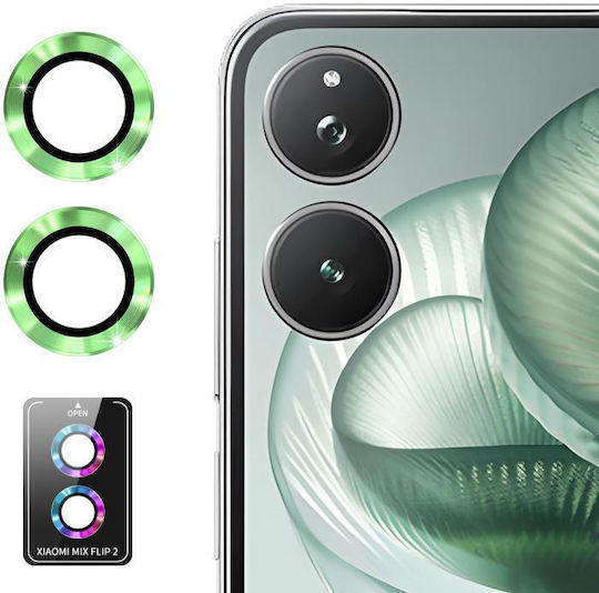 Xiaomi Mix Flip 2 Enkay Hat-prince 9h Rear Camera Lens Aluminium Alloy Tempered Glass Film Light Green
