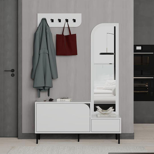 Mila Entry Furniture with Hanger & Shoe Rack White 120x37x171.6cm