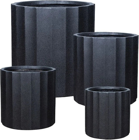 Marhome Pflanzentöpfe Fiberglas Schwarz 4er Set 06-00-94796