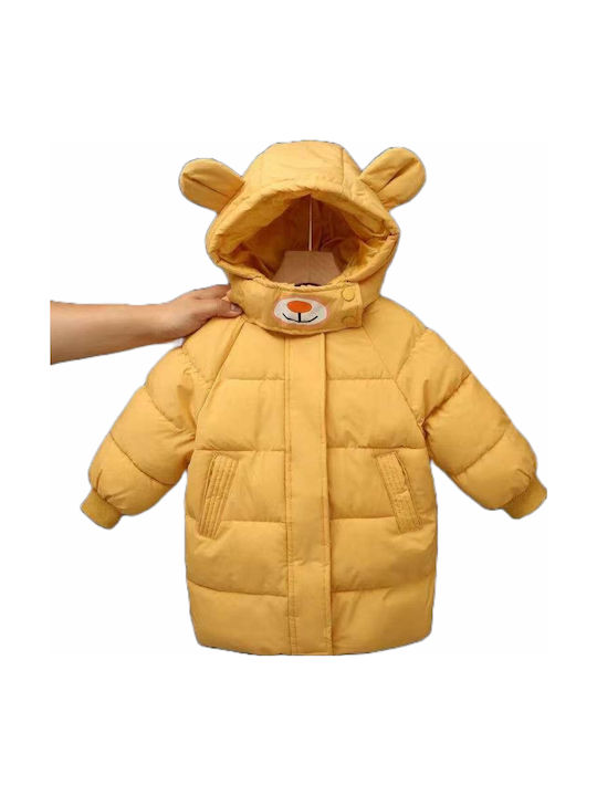 Kinder Steppjacke Lang mit Kapuze Yellow