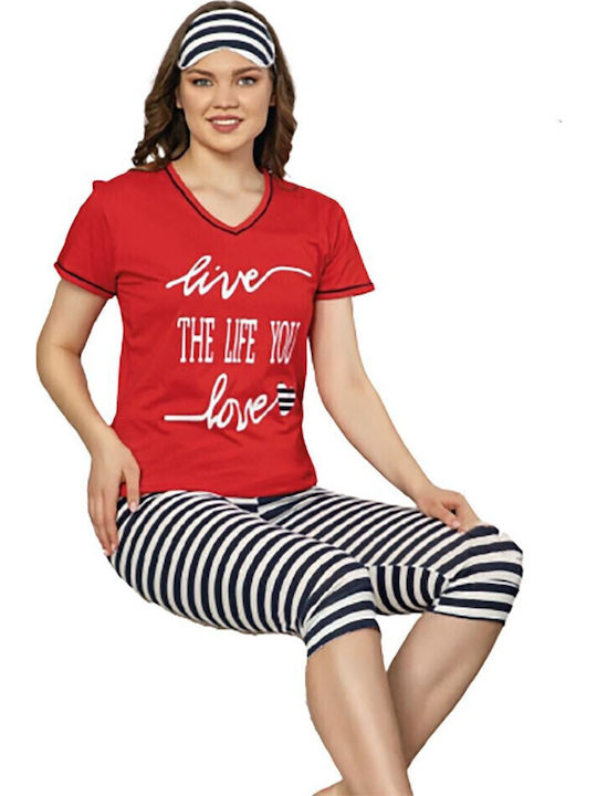 Fawn Sommer Damen Pyjama-Set Red