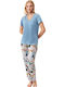 Penye Mood Sommer Damen Pyjama-Set Light Blue
