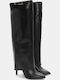 Wildleder Damenstiefel mit hohem Absatz Schwarz