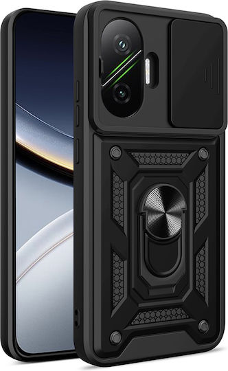 Techsuit Camshield Series Umschlag Rückseite Silikon Schwarz (Poco F7)