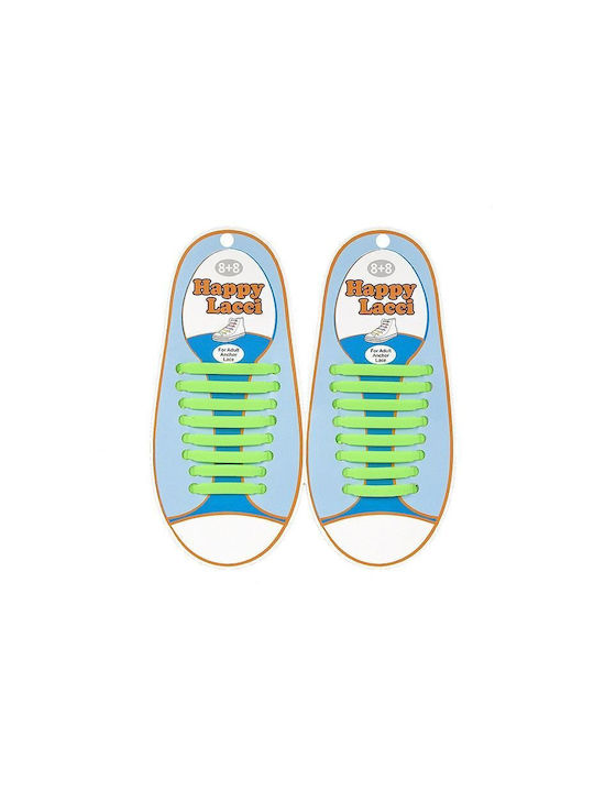 Happy Lacci Elastic Silicone Shoelaces Green
