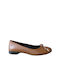 Leder Damen Ballerinas Tabac Braun